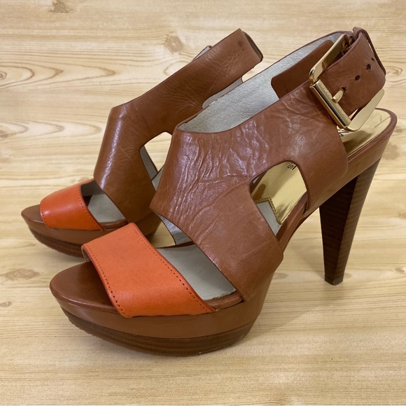 Michael Kors Ankle Strap Open Toe Platform Heeled Sandals Womens Shoes 8.5 M - Picture 6 of 12